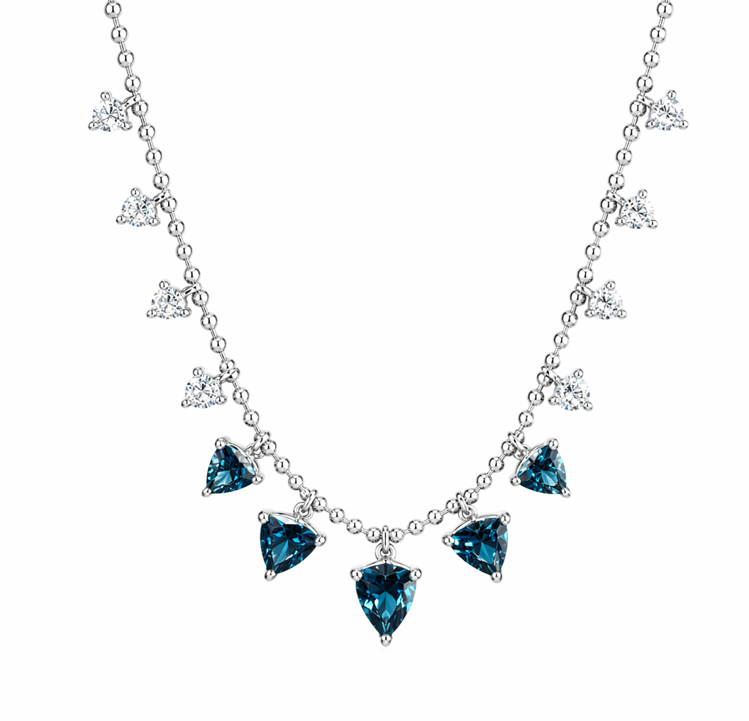 1.33 Carat Blue Topaz & Diamond Necklace